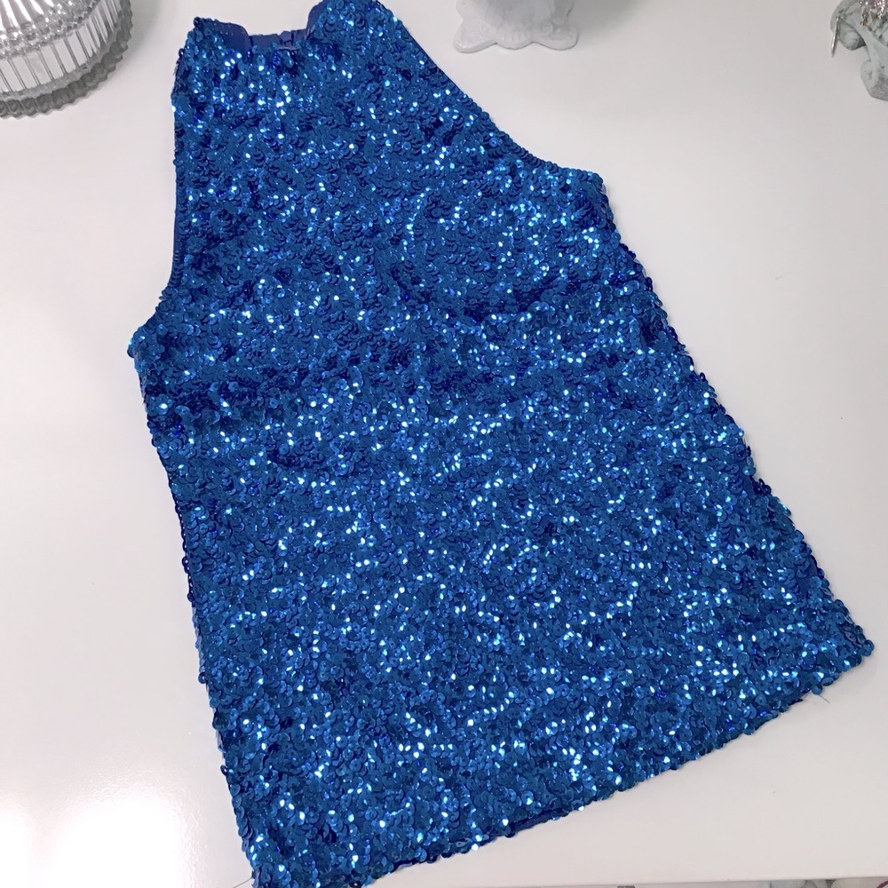 Alexandra Collection Dancewear Blue Sequin Top Sz C 10